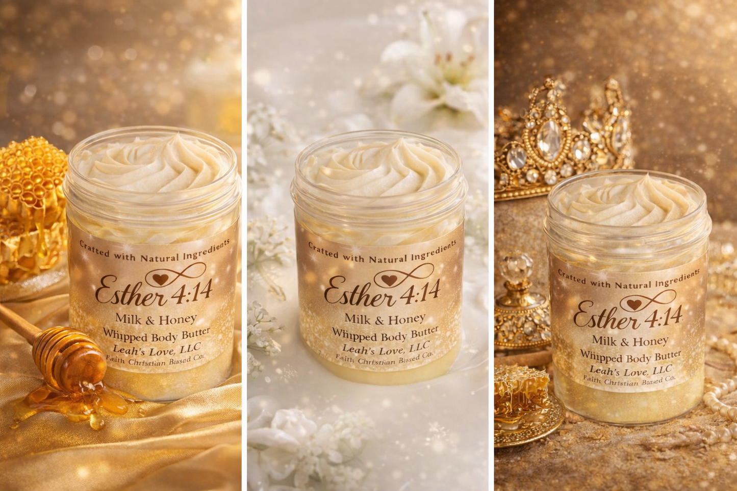 Esther 4:14 "For Such a Time as This"-Whipped Body Butter(Scent-Oatmeal, Milk and Honey), Unisex, 6 OZ Jar